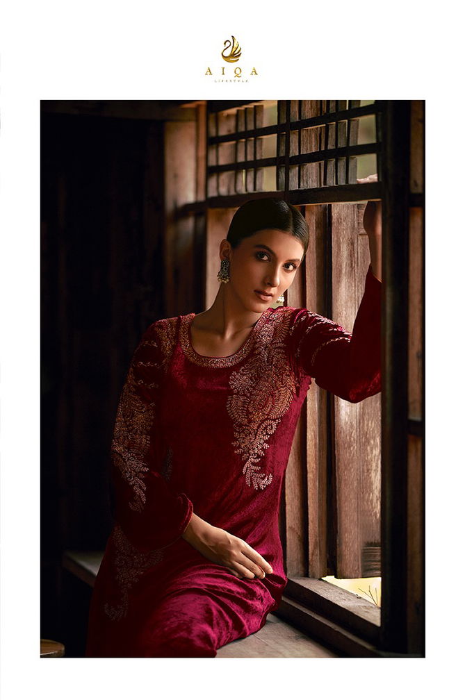 Elie By Aiqa Pure Velvet Top Bottom With Dupatta Dress Material Catalog